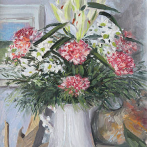 2018-63-Oil-Landscape-Carnations, Lilies and Daisies