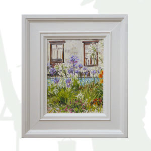 2018-99-Oil-Agapanthus-in-the-old-customs-framed-background