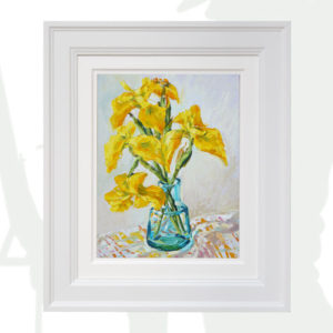 2018-81-Yellow-River-Lilies-II-framed-background